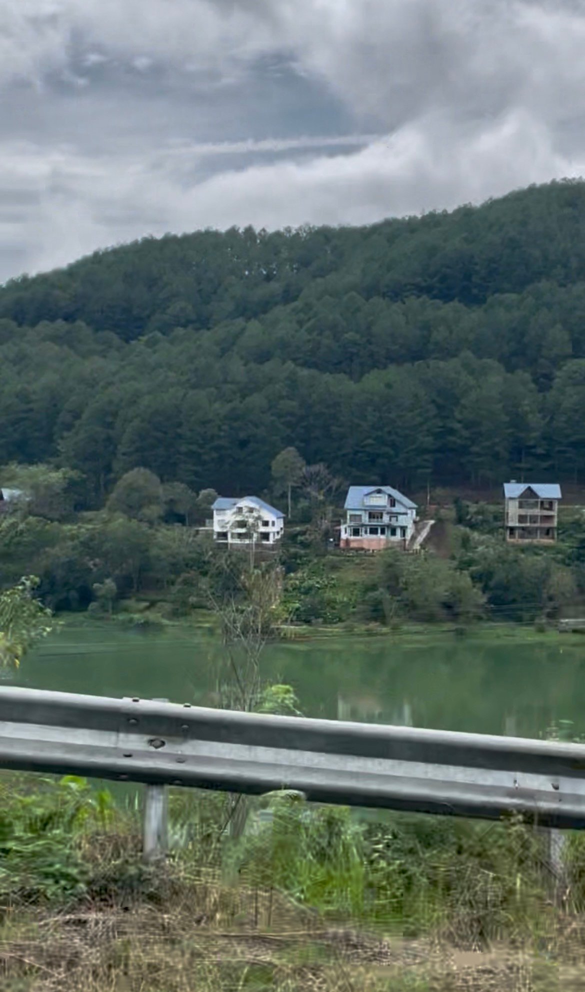 Paisagem montanhosa e floresta de pinheiros nos arredores de Dalat, Vietnã.